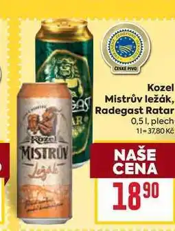 Billa Radegast Ratar 0,5l, plech nabídka