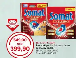 Tesco Somat Giga+ Čisticí prostředek do myčky nádobí, 65-100 ks, více druhů nabídka