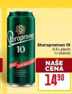 Billa Staropramen 10 0,51, plech nabídka