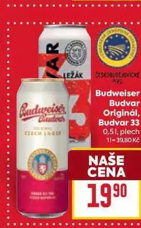 Billa Budvar 33 0,51, plech nabídka