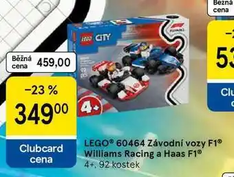 Tesco LEGO 60464 Závodní vozy F1 Williams Racing a Haas F1 4+, 92 kostek nabídka