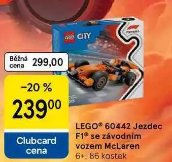 Tesco CITY LEGO 60442 Jezdec F1 se závodním vozem McLaren 6+, 86 kostek nabídka