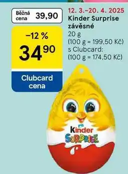 Tesco Kinder Surprise závěsné, 20 g nabídka