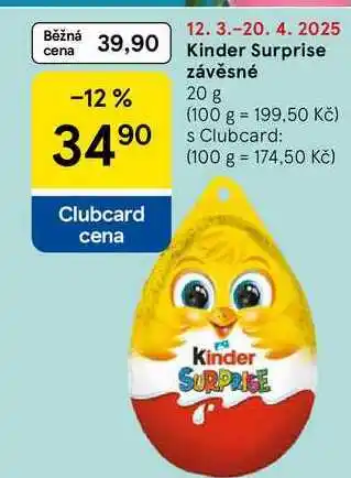 Tesco Kinder Surprise závěsné, 20 g nabídka