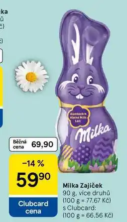 Tesco Milka Zajíček, 90 g, více druhů nabídka