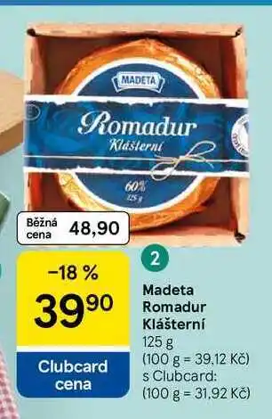 Tesco Madeta Romadur Klášterní, 125 g nabídka