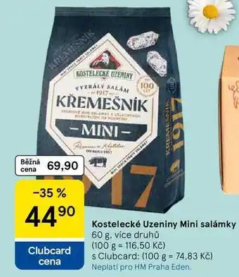 Tesco Kostelecké Uzeniny Mini salámky, 60 g, více druhů nabídka