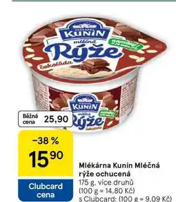 Tesco Mlékárna Kunín Mléčná rýže ochucená, 175 g, více druhů nabídka