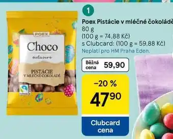 Tesco Poex Pistácie v mléčné čokoládě, 80 g nabídka