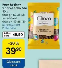 Tesco Poex Rozinky v hořké čokoládě, 80 g nabídka