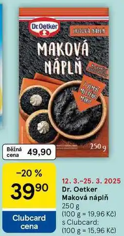 Tesco Dr. Oetker Maková náplň, 250 g nabídka