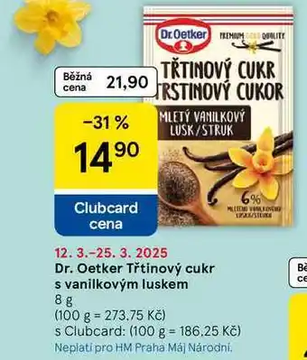 Tesco Dr. Oetker Třtinový cukr s vanilkovým luskem, 8 g nabídka