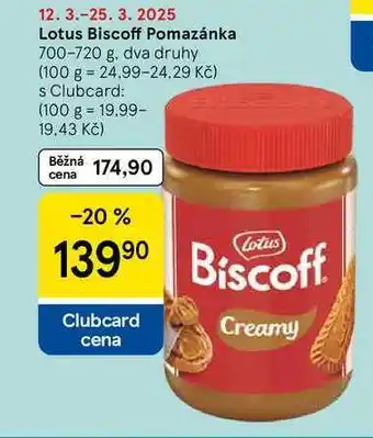 Tesco Lotus Biscoff Pomazánka, 700-720 g, dva druhy nabídka