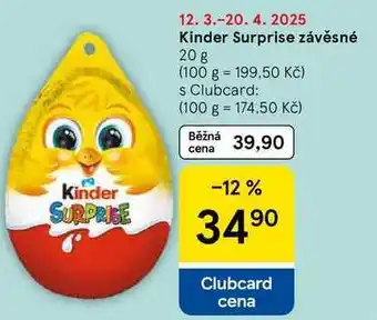 Tesco Kinder Surprise závěsné, 20 g nabídka