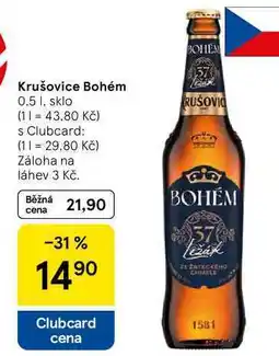 Tesco Krušovice Bohém, 0.5 l nabídka