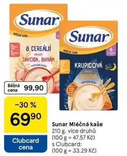 Tesco Sunar Mléčná kaše, 210 g, více druhů nabídka