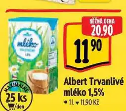 Albert Albert Trvanlivé mléko 1,5% 1 l nabídka