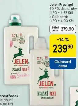 Tesco Jelen Prací gel, 60 PD, dva druhy nabídka