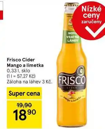 Tesco Frisco Cider Mango a limetka, 0.33 l nabídka