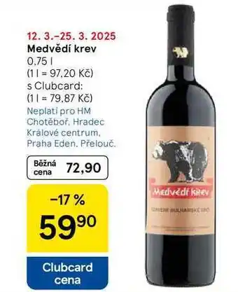 Tesco Medvědí krev, 0.75 l nabídka