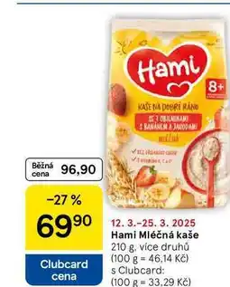 Tesco Hami Mléčná kaše, 210 g, více druhů nabídka