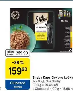 Tesco Sheba Kapsičky pro kočky, 12× 85 g. dva druhy nabídka