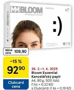 Tesco Bloom Essential Kancelářský papír A4, 80 g, 500 listů nabídka