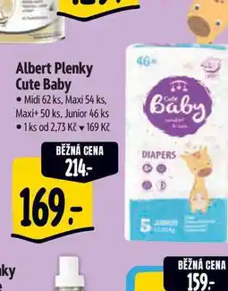 Albert Albert Plenky Cute Baby Midi 62 ks, Maxi 54 ks, Maxi+ 50 ks, Junior 46 ks nabídka