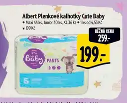 Albert Albert Plenkové kalhotky Cute Baby Maxi 44 ks, Junior 40 ks, XL 36 ks nabídka