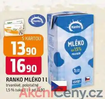 Trefa RANKO MLÉKO 1l trvanlivé, polotučné 1,5% tuku nabídka