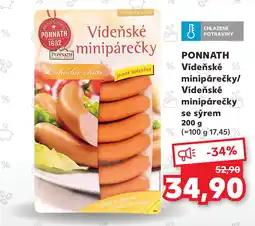 Kaufland PONNATH Vídeňské minipárečky/ Vídeňské minipárečky se sýrem nabídka