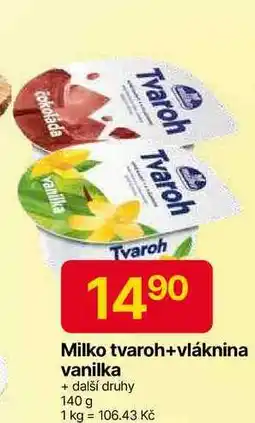 Hruška Milko tvaroh+vláknina vanilka 140 g nabídka