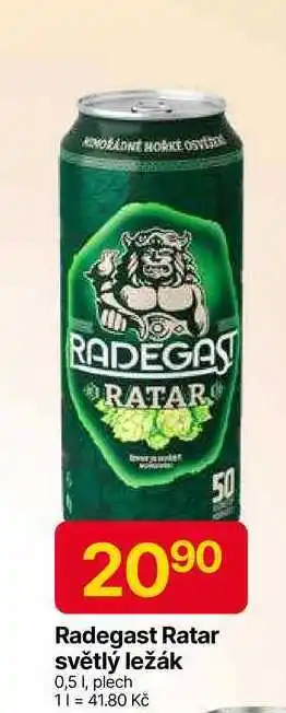 Hruška Radegast Ratar světlý ležák 0,5l, plech nabídka