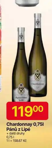 Hruška Pánů z Lipé Chardonnay 0,75l nabídka