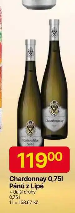 Hruška Pánů z Lipé Chardonnay 0,75l nabídka