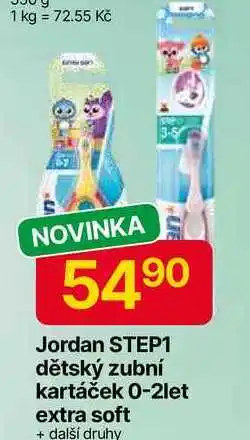 Hruška Jordan STEP1 dětský zubní kartáček 0-2let extra soft + další druhy nabídka