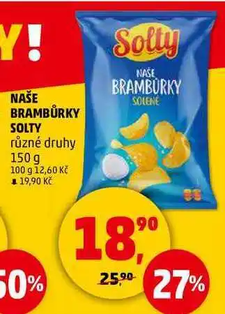 Penny Market NAŠE BRAMBŮRKY SOLTY různé druhy, 150 g nabídka