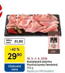 Tesco Kostelecké Uzeniny Poctivá šunka řemeslná, 100 g nabídka