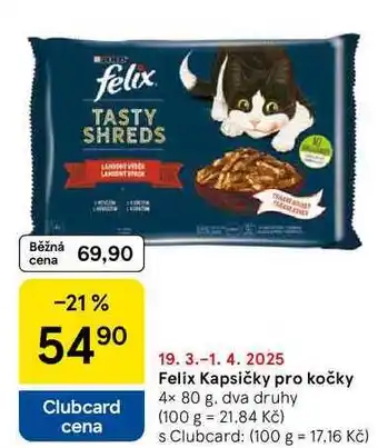 Tesco Felix Kapsičky pro kočky, 4x 80 g nabídka