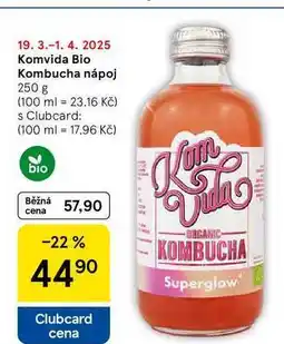 Tesco Komvida Bio Kombucha nápoj, 250 g nabídka