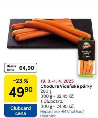 Tesco Chodura Vídeňské párky, 200 g nabídka