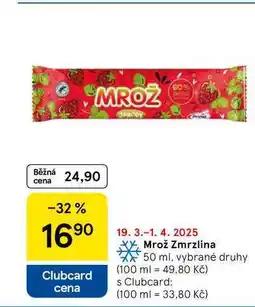 Tesco Mrož Zmrzlina, 50 ml, vybrané druhy nabídka