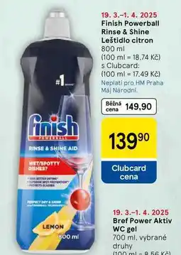Tesco Finish Powerball Rinse & Shine Leštidlo citron, 800 ml nabídka