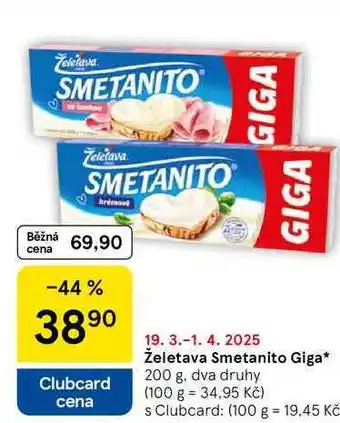 Tesco Želetava Smetanito Giga, 200 g, dva druhy nabídka