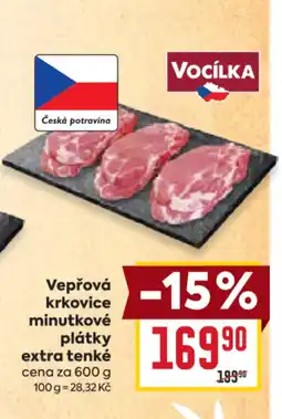 Billa Vepřová krkovice minutkové plátky extra tenké nabídka