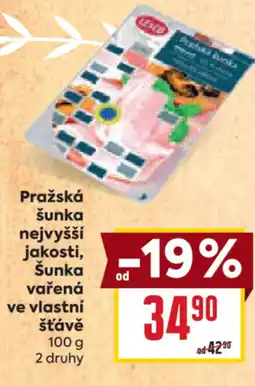 Billa Pražská šunka nejvyšší jakosti, Šunka vařená ve vlastní šťávě nabídka