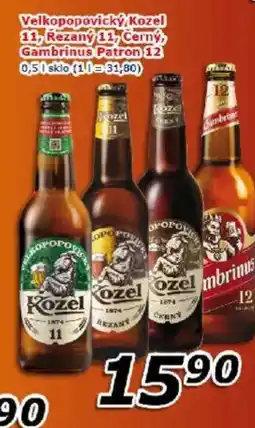 ESO MARKET Velkopopovický kozel 11, rezaný 11, černý, gambrinus patron 12 nabídka