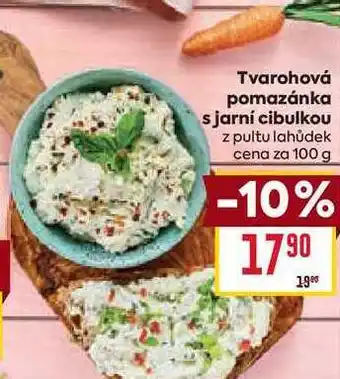 Billa Tvarohová pomazánka s jarní cibulkou z pultu lahůdek cena za 100 g nabídka