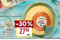 Billa Koliba 30% t. vs. z pultu lahůdek cena za 100 g nabídka