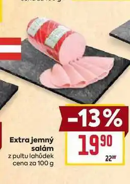 Billa Extra jemný salám z pultu lahůdek cena za 100 g nabídka